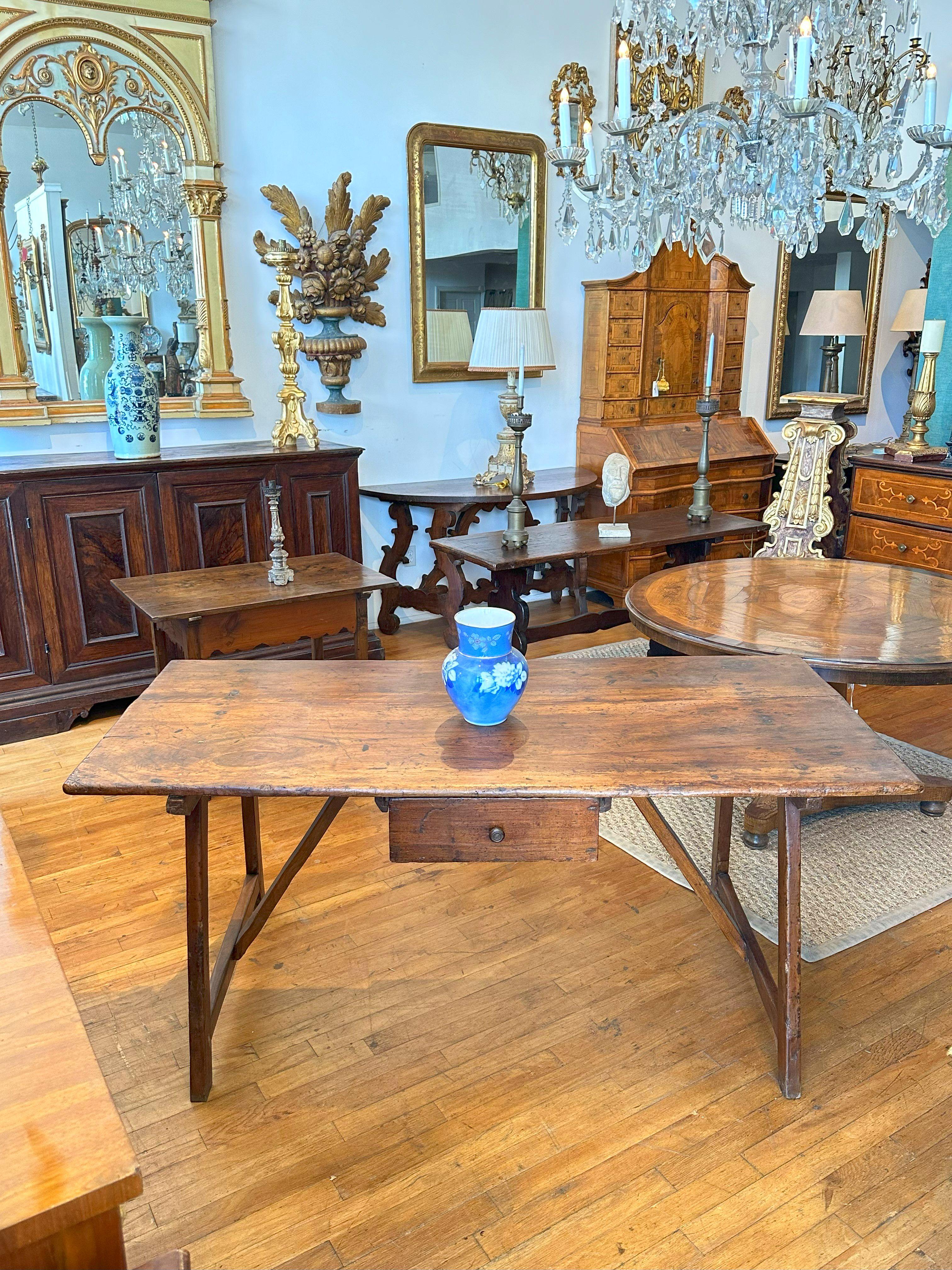 Tuscan Trestle Table, circa 1860 For Sale 2