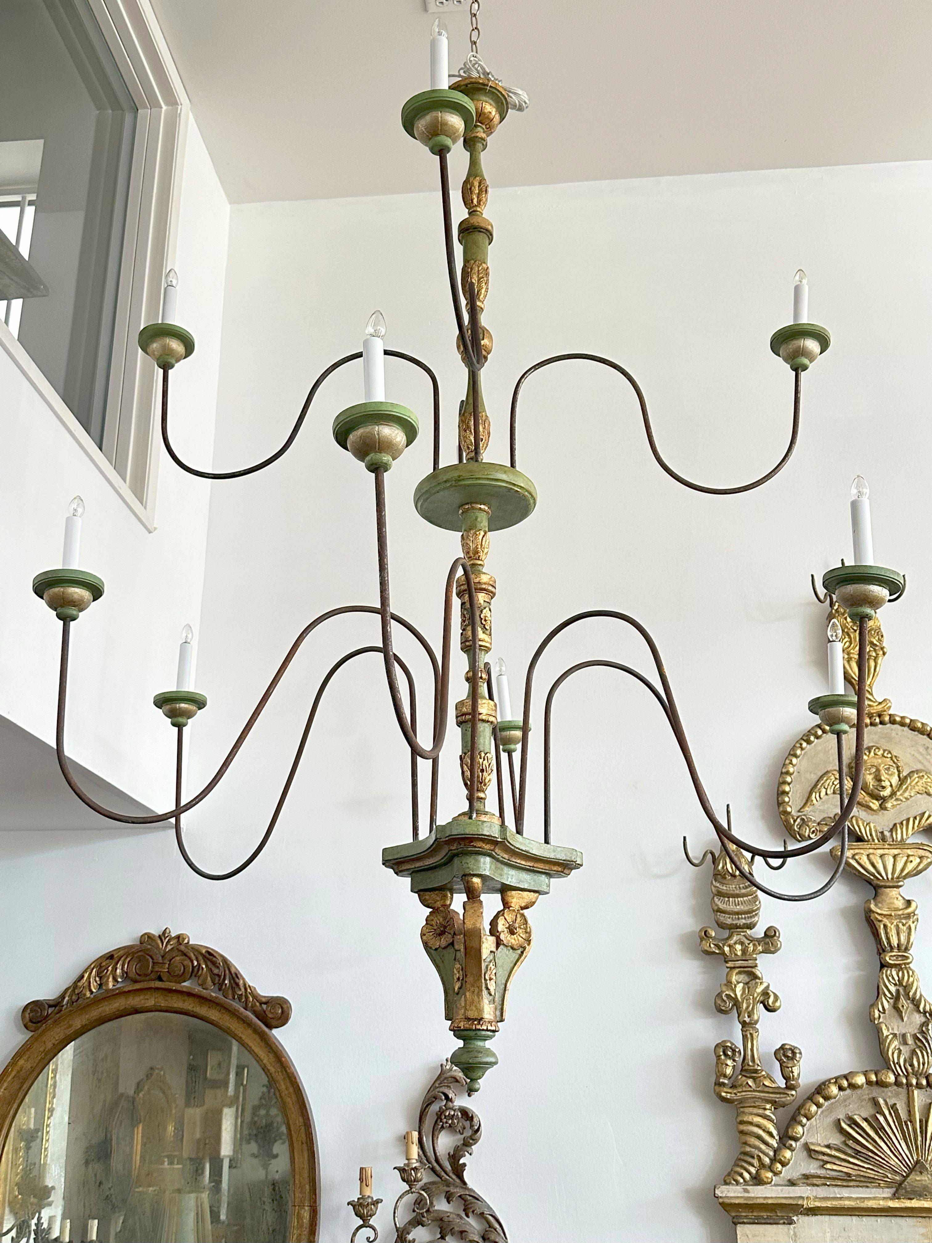 Tuscan Two-Tier Painted Chandelier For Sale 4