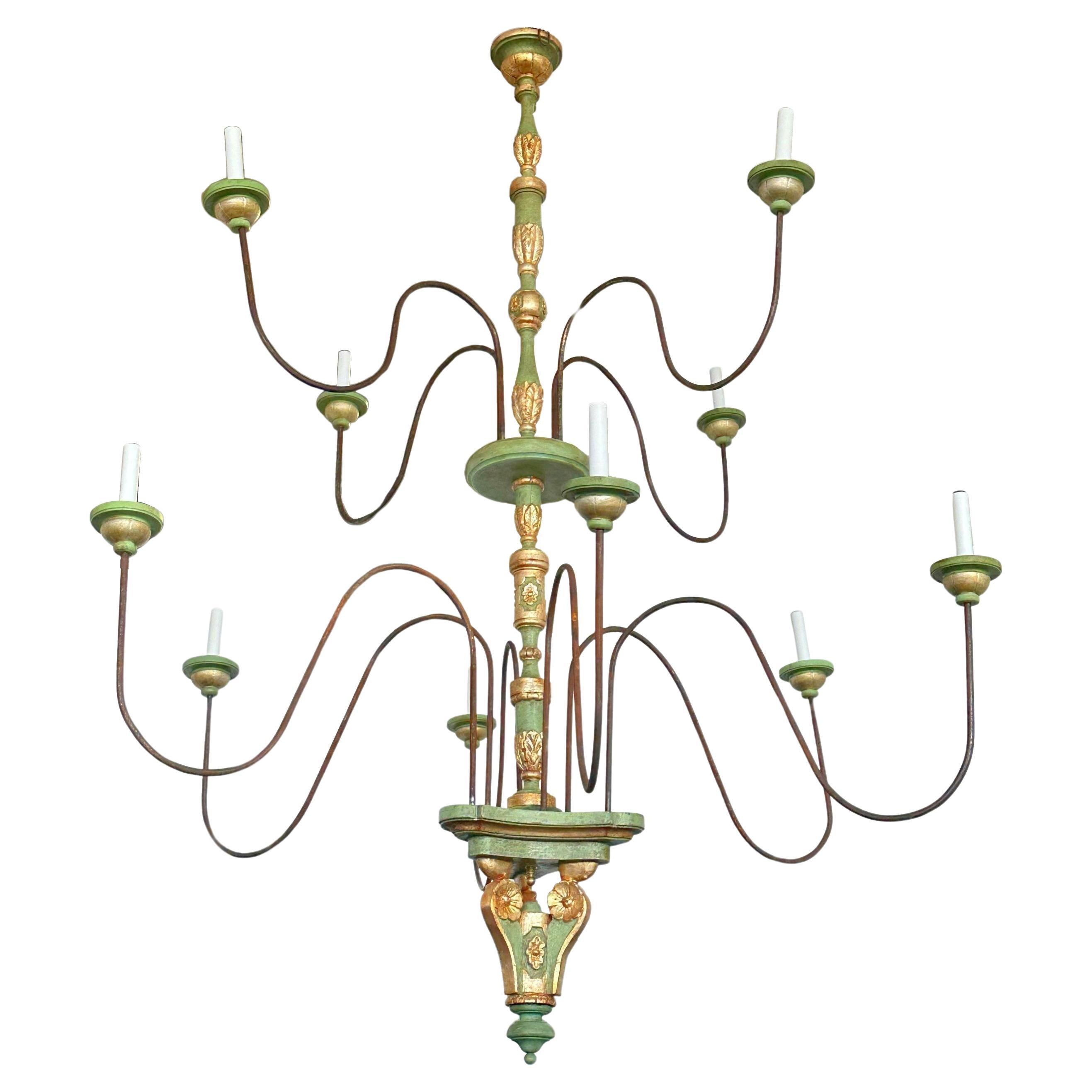 Tuscan Two-Tier Painted Chandelier For Sale