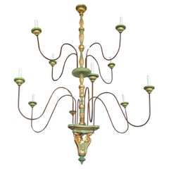 Antique Tuscan Two-Tier Painted Chandelier