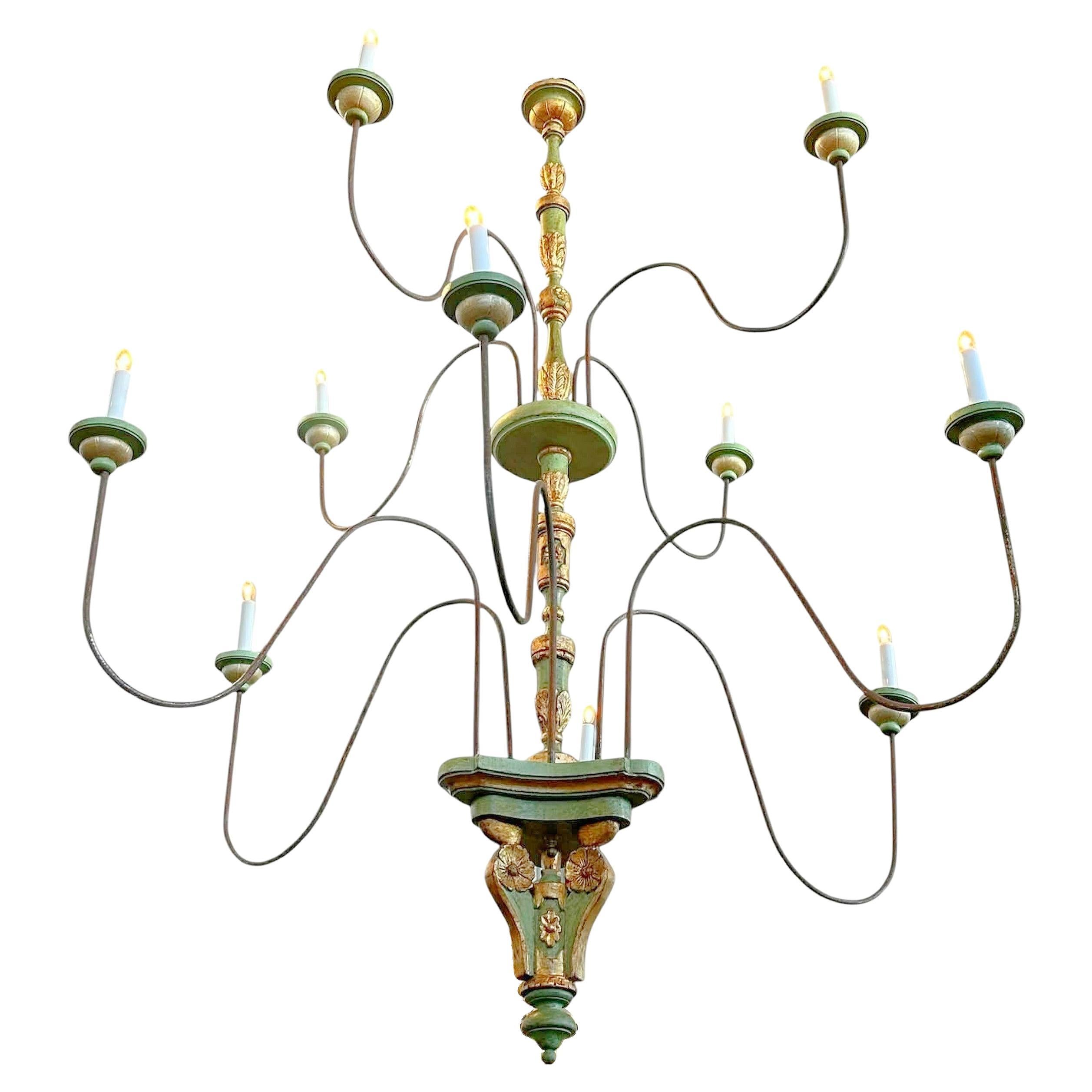 Lampadario toscano a due piani dipinto