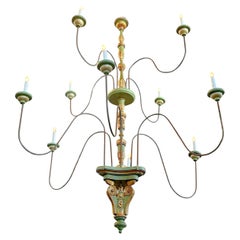 Lustre toscan peint à deux niveaux