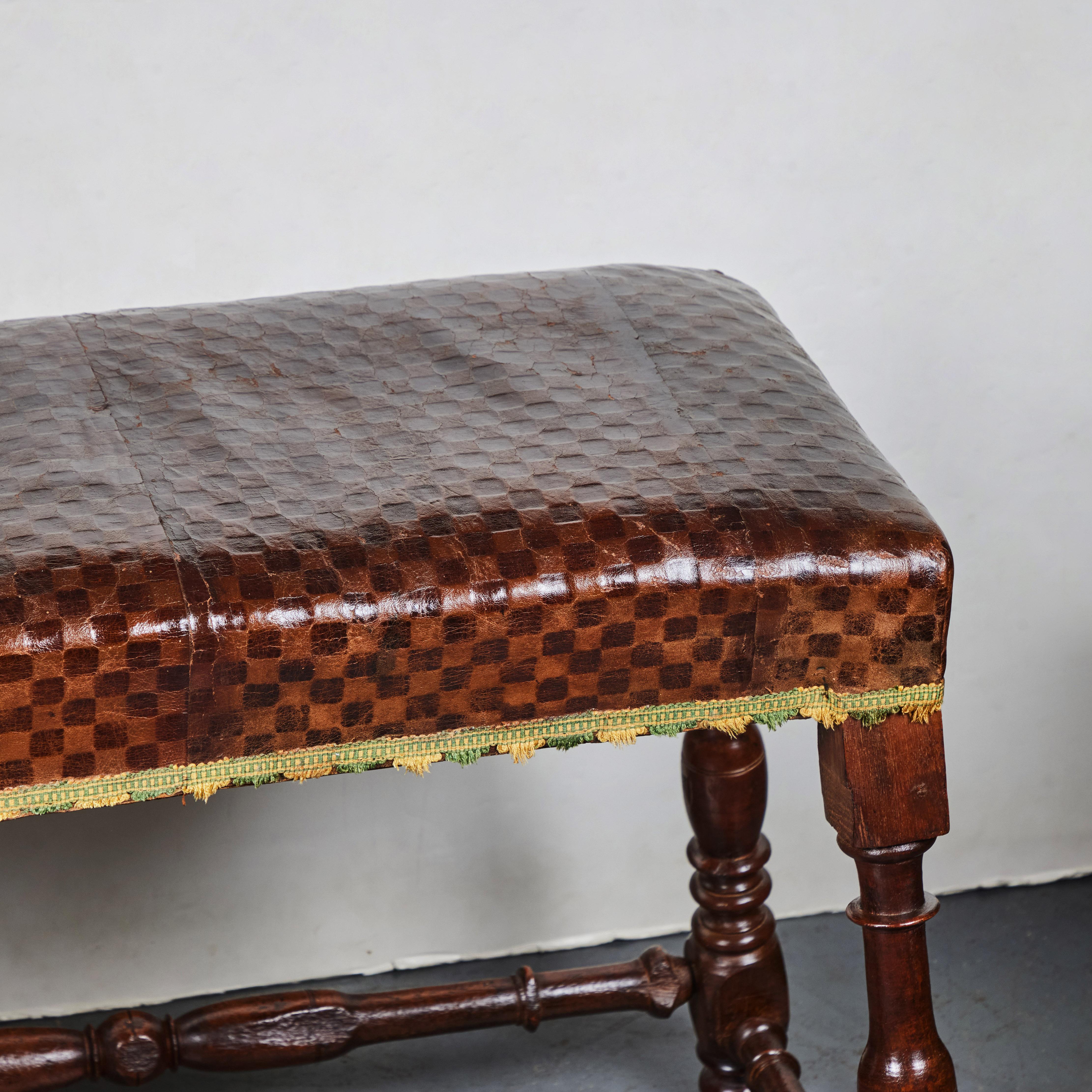 Tuscan Walnut and Leather Bench 1