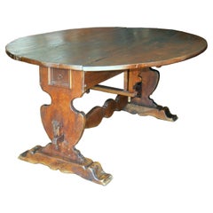 Antique Tuscan Walnut Drop Leaf Center Table, circa 1850