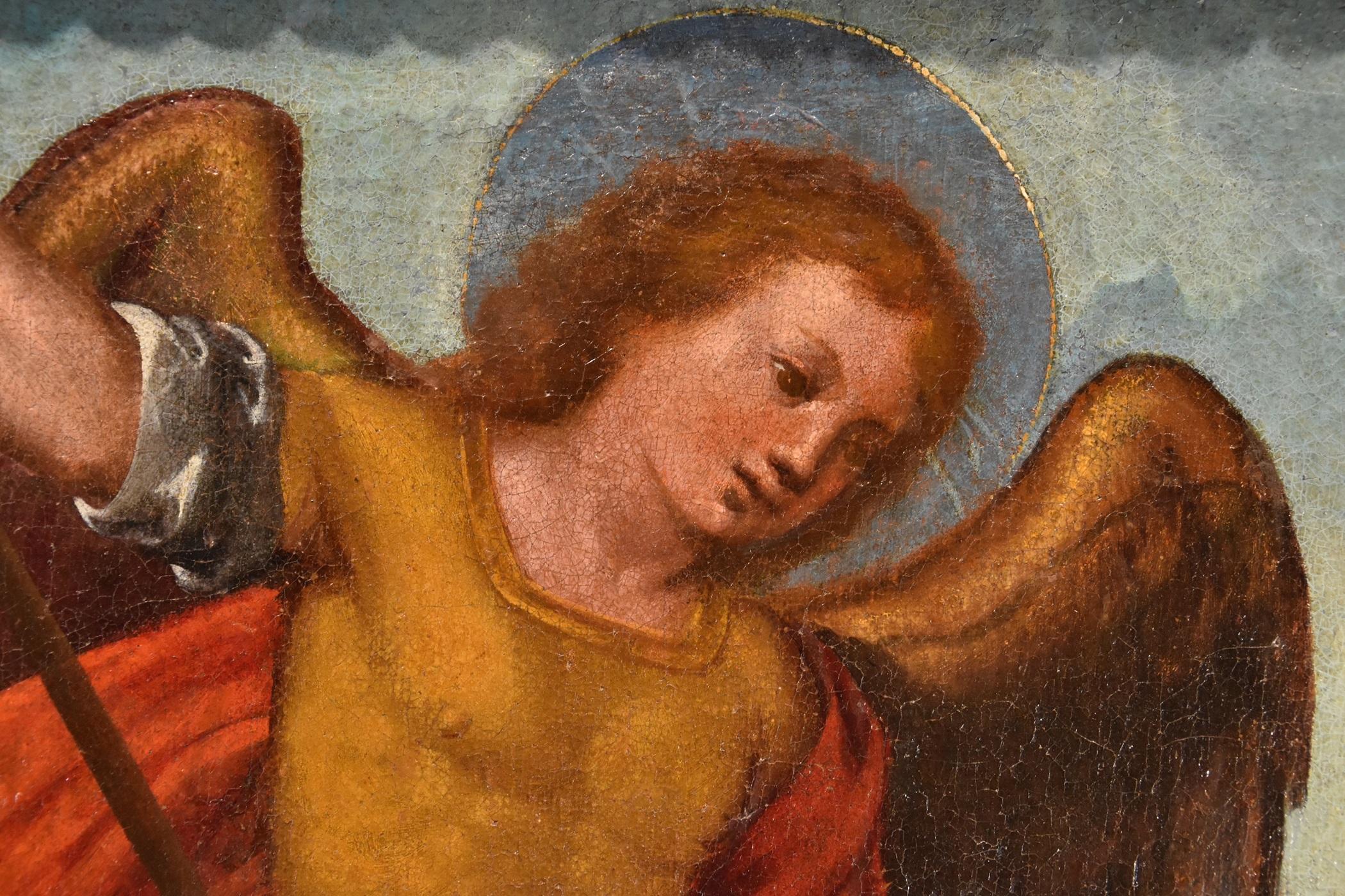 San Miguel Arcángel escuela Toscana Siglo XVI Pintura Óleo sobre lienzo Italia en venta 6
