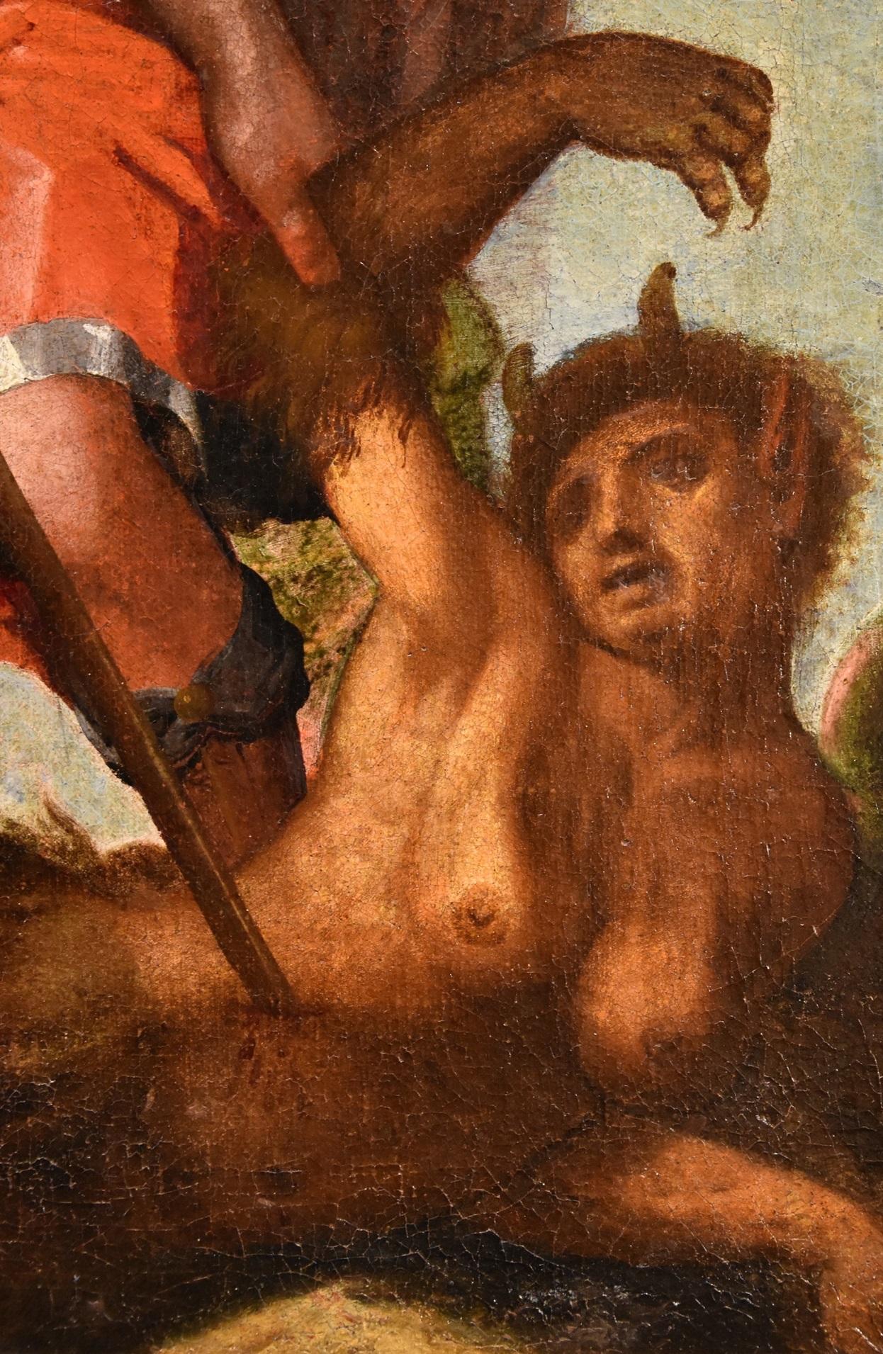 San Miguel Arcángel escuela Toscana Siglo XVI Pintura Óleo sobre lienzo Italia en venta 8