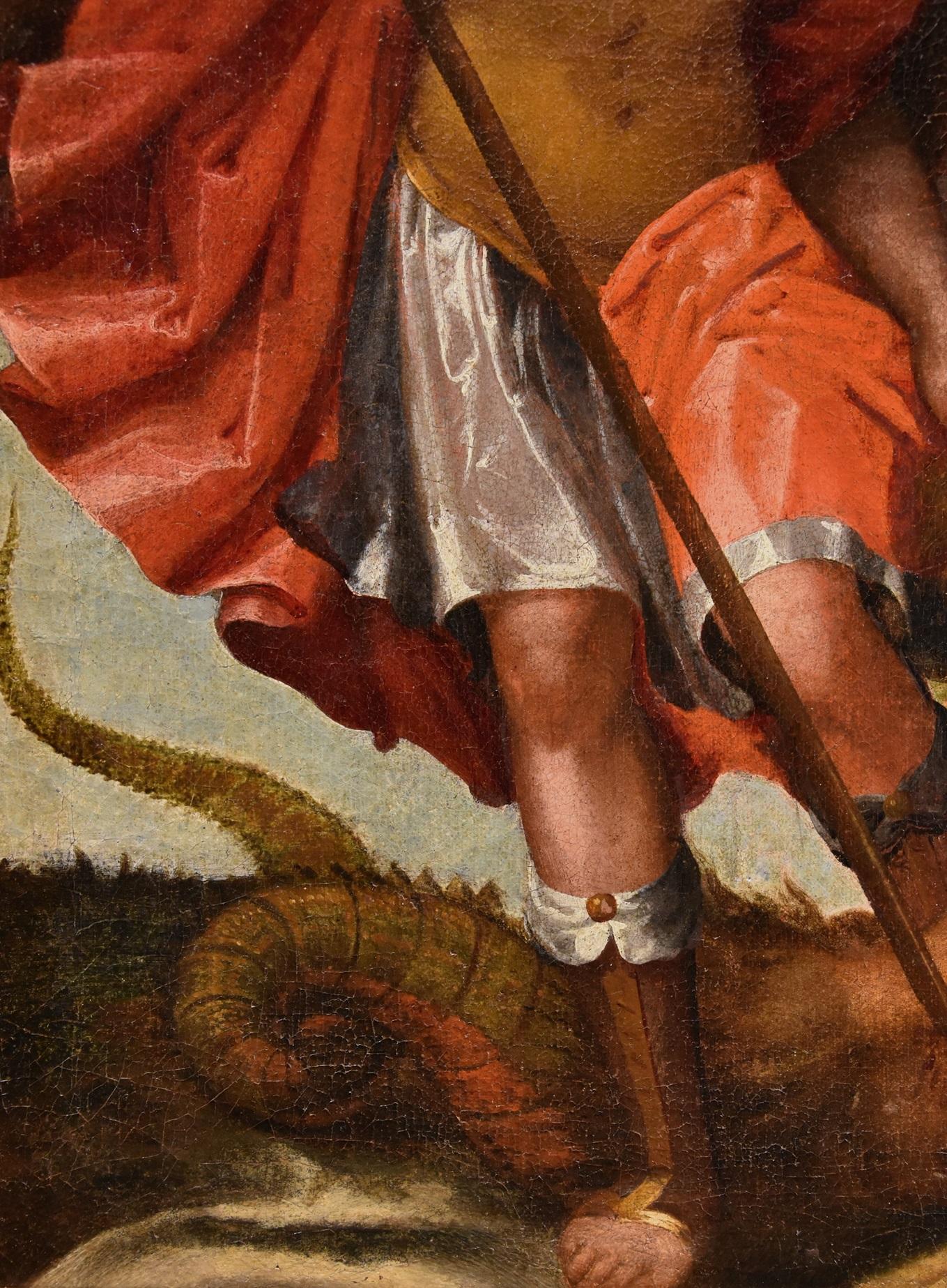 San Miguel Arcángel escuela Toscana Siglo XVI Pintura Óleo sobre lienzo Italia en venta 9