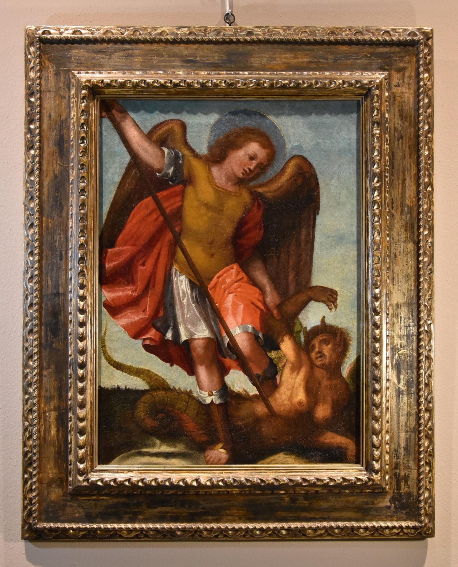 San Miguel Arcángel escuela Toscana Siglo XVI Pintura Óleo sobre lienzo Italia - Painting de Tuscany - 16th century