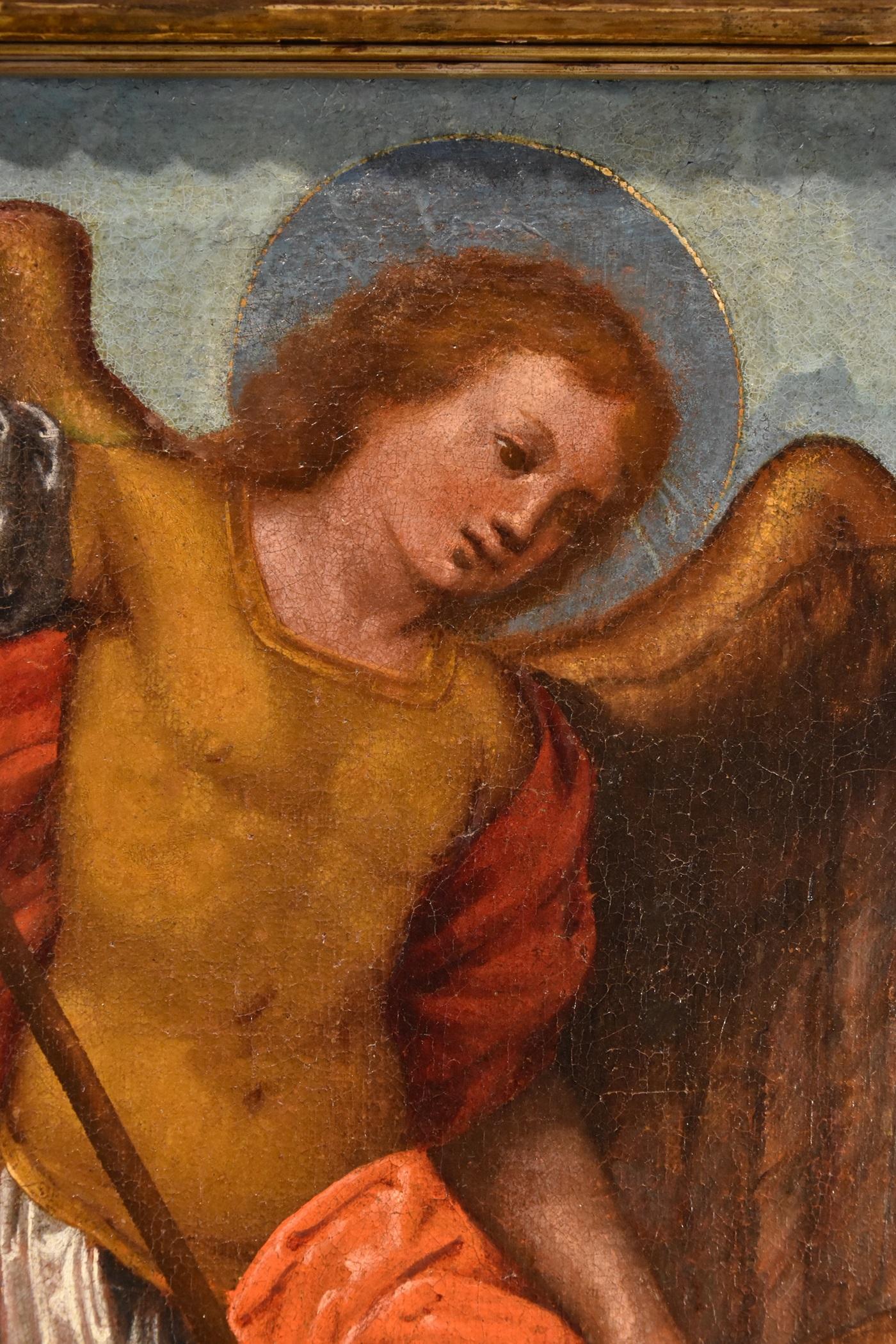 San Miguel Arcángel escuela Toscana Siglo XVI Pintura Óleo sobre lienzo Italia - Portrait Painting Marrón de Tuscany - 16th century