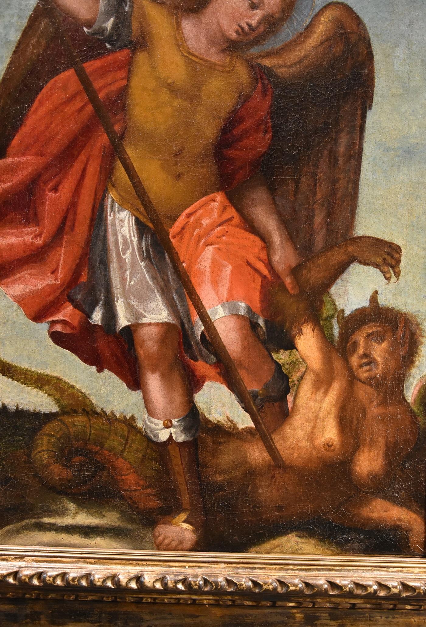 San Miguel Arcángel escuela Toscana Siglo XVI Pintura Óleo sobre lienzo Italia en venta 2