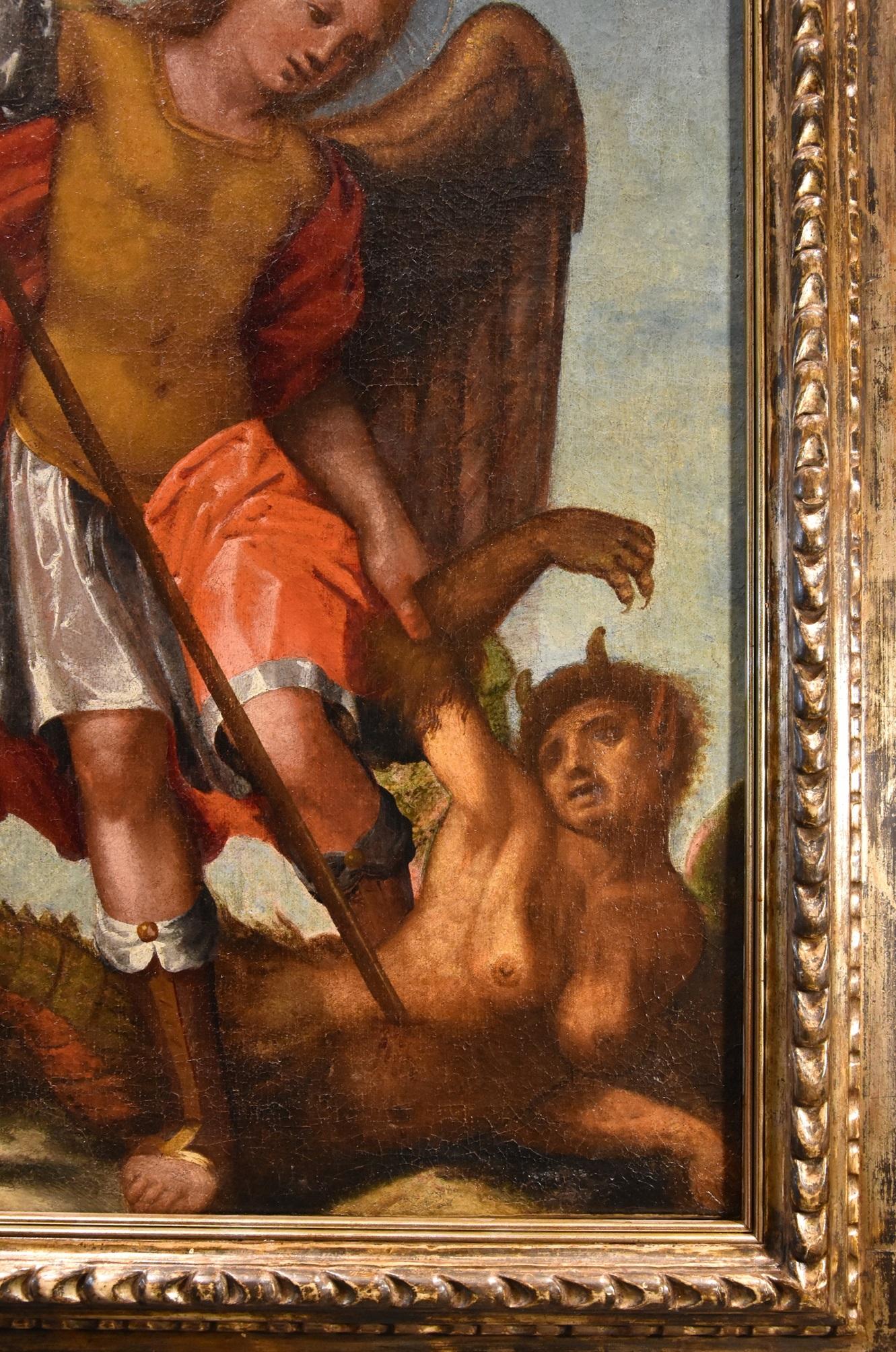 San Miguel Arcángel escuela Toscana Siglo XVI Pintura Óleo sobre lienzo Italia en venta 3