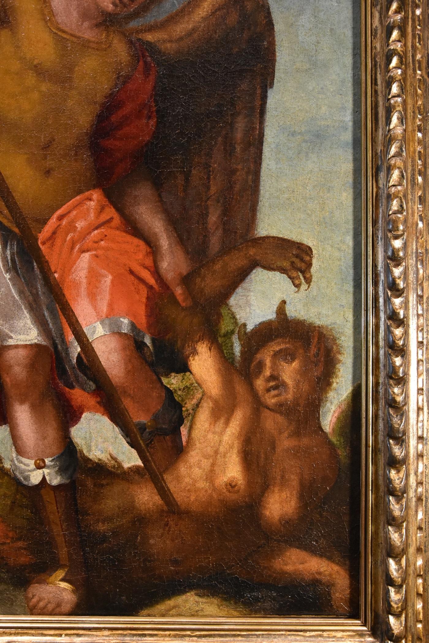 San Miguel Arcángel escuela Toscana Siglo XVI Pintura Óleo sobre lienzo Italia en venta 4