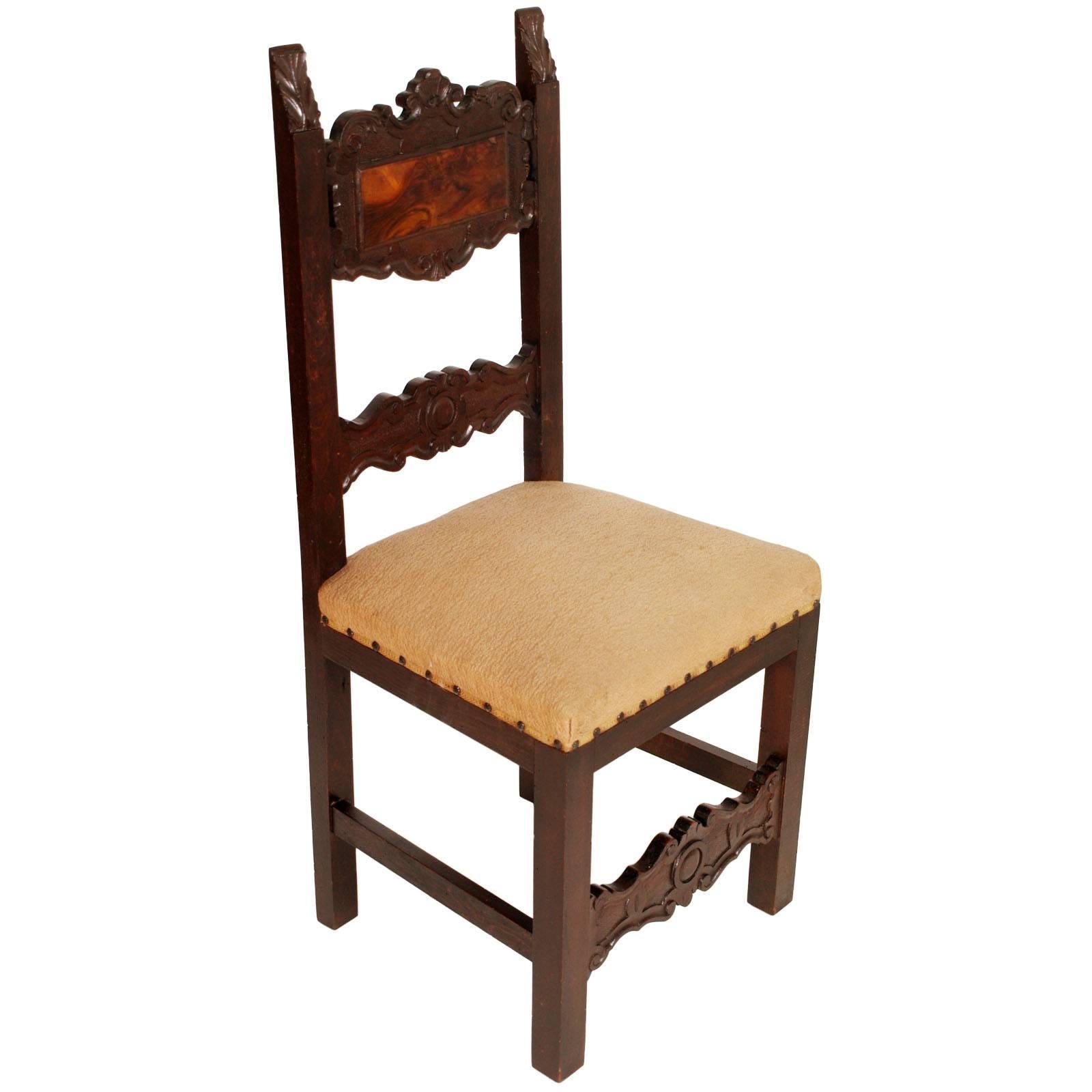 Table et six chaises de la Renaissance toscane, en noyer sculpté à la main par Michele Bonciani en vente 1