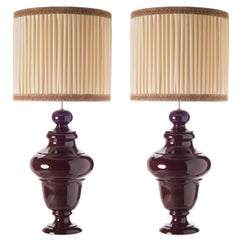 Tuscany Table Lamps, Ceramic Sinuous Shaped Pair