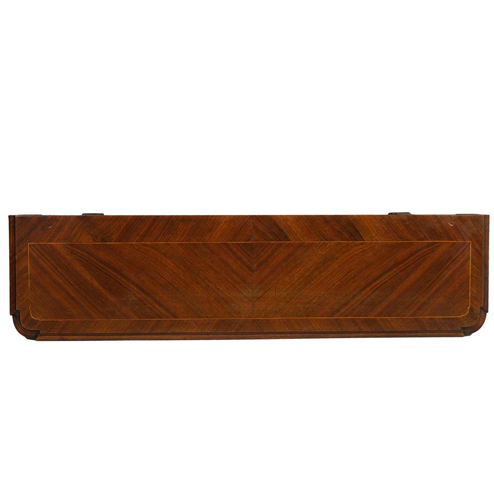 Neoclassical Tuscany Antique Carved Walnut Inlaid Entry Palladian Bench Bonciani Cascina