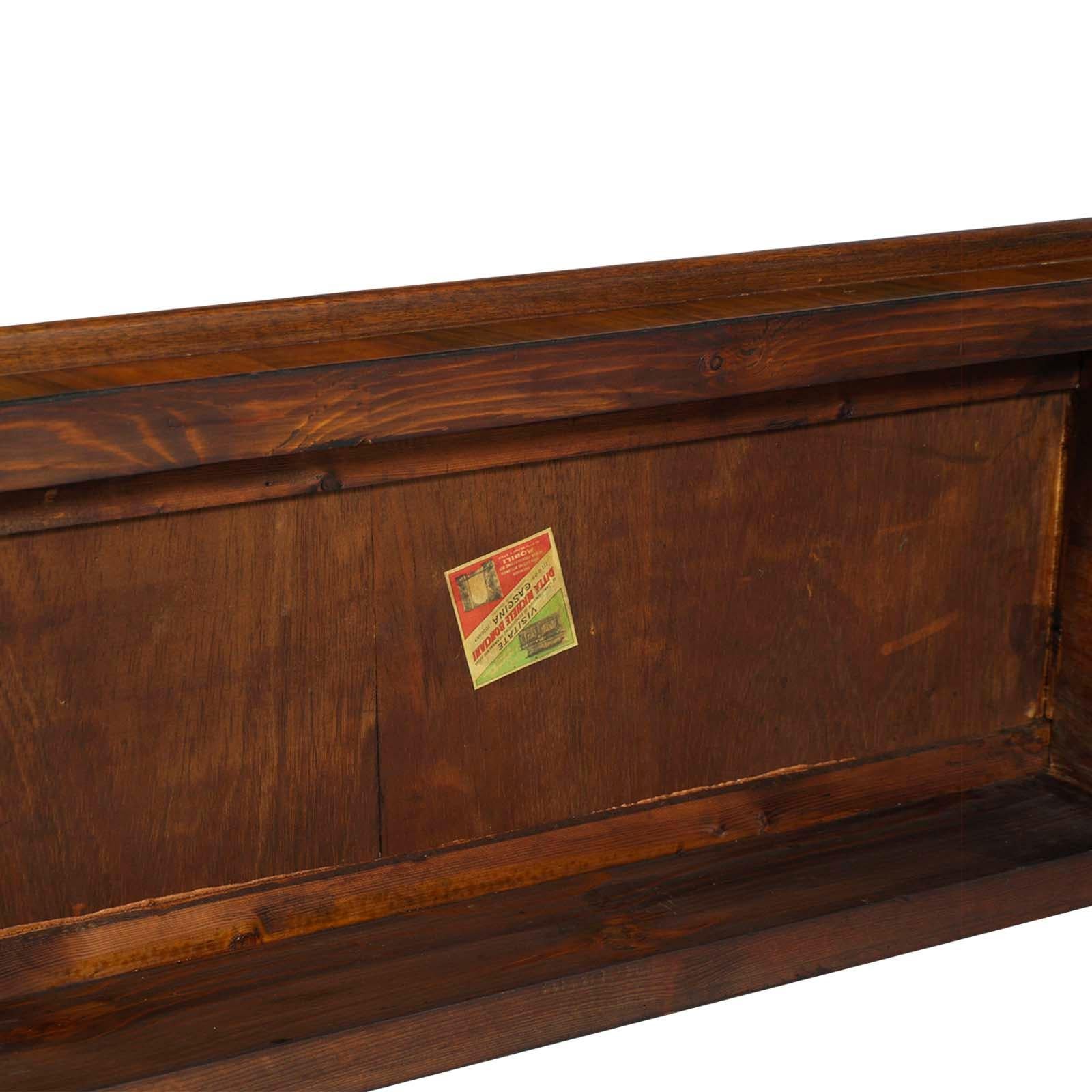 Tuscany Antique Carved Walnut Inlaid Entry Palladian Bench Bonciani Cascina In Good Condition In Vigonza, Padua