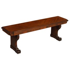 Tuscany Antique Carved Walnut Inlaid Entry Palladian Bench Bonciani Cascina