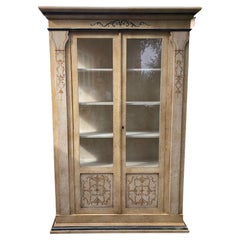 Tuscany Bookcase in Solid Fir, Hand Painted, with Glass on Three Sides