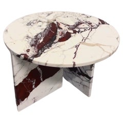 Mesa de centro redonda de mármol Calacatta Violeta Toscana, Made in Italy