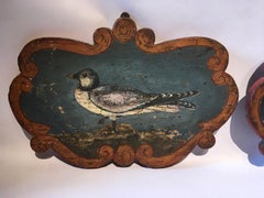 Italy Late 18th Century Set 3 Wooden Birds Painted Panels Boards