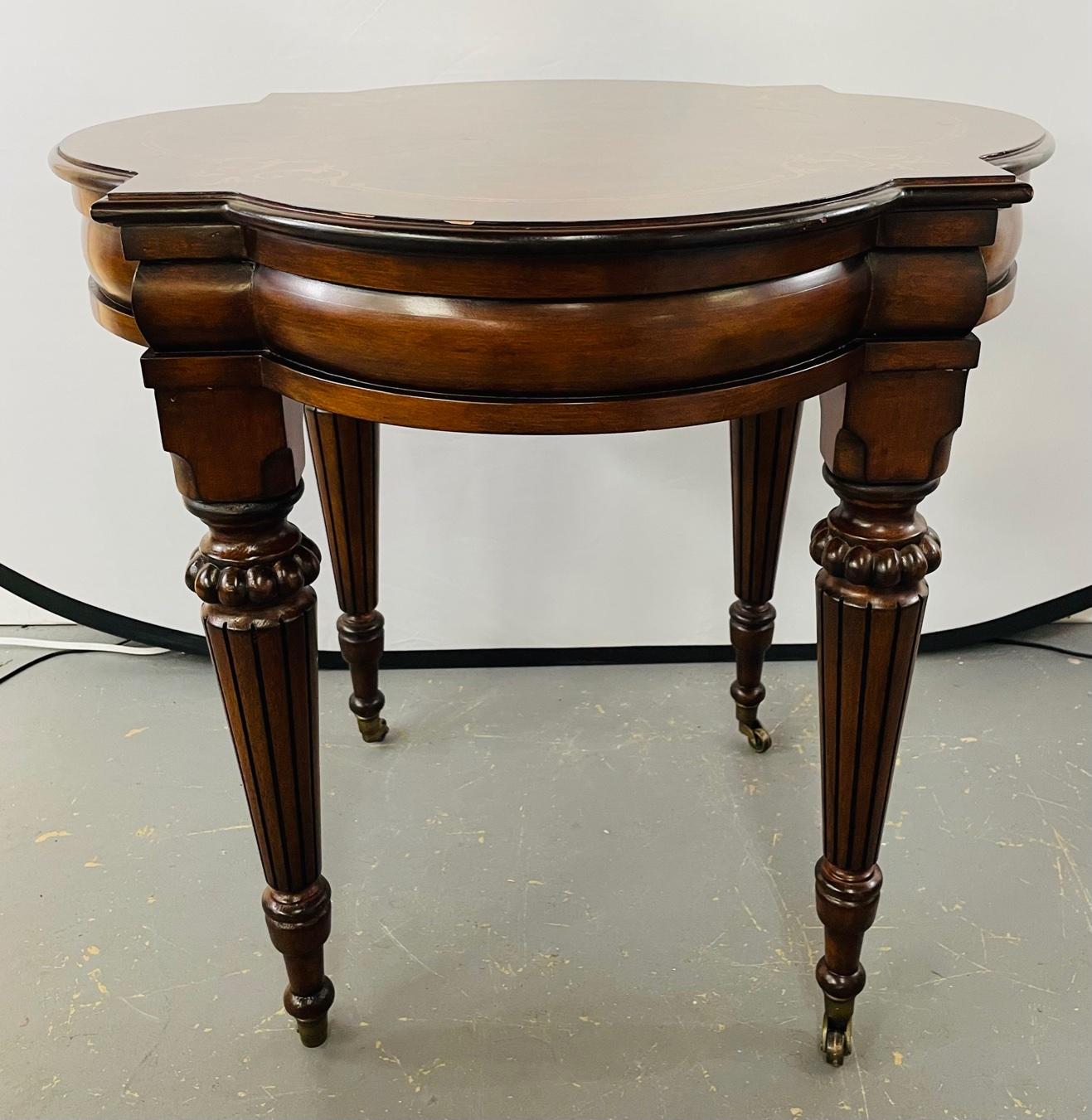 Tuscany Marquetry End Table with Casters by Ethan Allen 1
