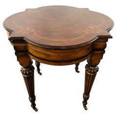 Retro Tuscany Marquetry End Table with Casters by Ethan Allen