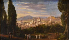 Landscape View Florence 18/19th Century Paint Tuscany school Oil on canvas Italy