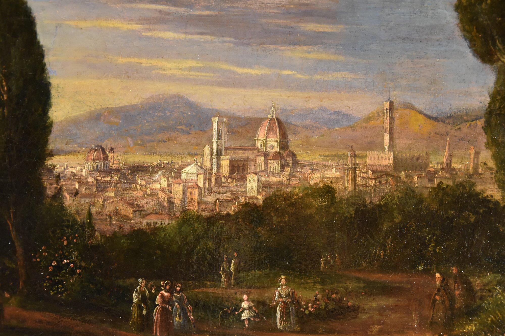 Landschaftsmaler des 18. und 19. Jahrhunderts 

Panoramablick auf Florenz  

Öl auf Leinwand 32 x 51 cm In vergoldetem Rahmen 42 x 63 cm  

Hampel: Gemälde 19./20. Jahrhundert, 21.02.2024, Los 992

Die Aussicht fängt die Essenz einer zeitlosen Stadt