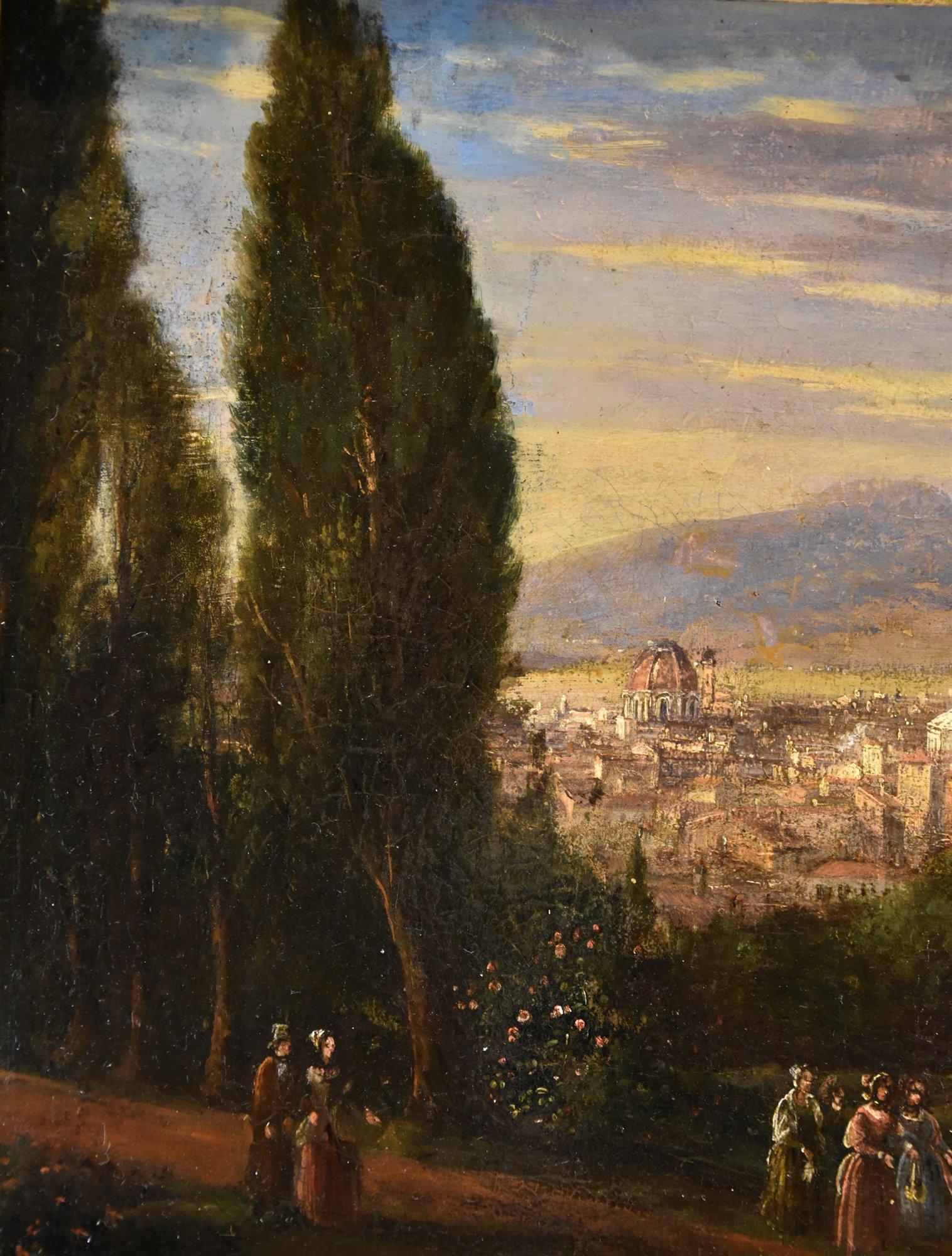 Landschaftsansicht Florenz 18/19. Jahrhundert Gemälde Toskana Schule Öl auf Leinwand Italien im Angebot 3