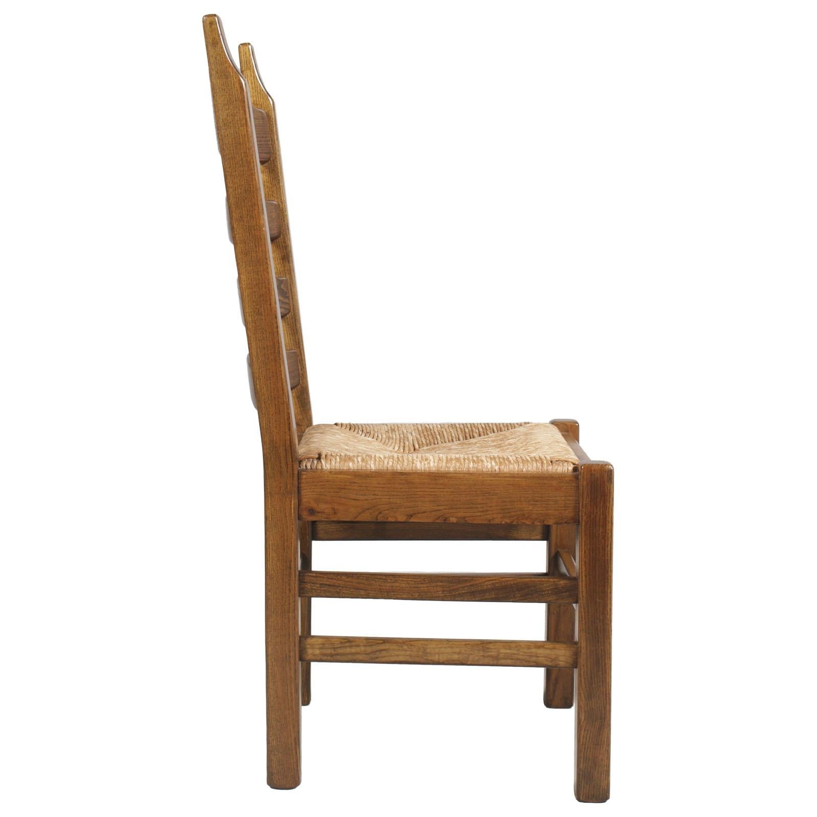 Renaissance Revival Tuscany Renaissance, Hand Carved Solid Walnut Twelve Straw Chairs For Sale