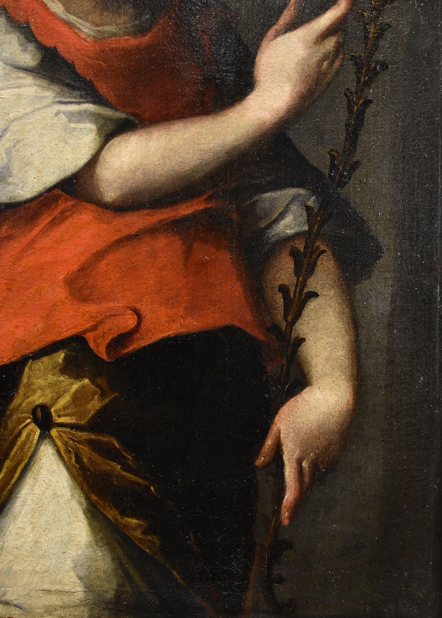 Ange de l'Annonciation Peinture 17ème siècle Huile sur toile Ancien maître Ecole de Toscane en vente 5