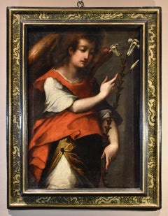 Angel Annunciation Paint 17th Century Oil on canvas Old master Tuscany school