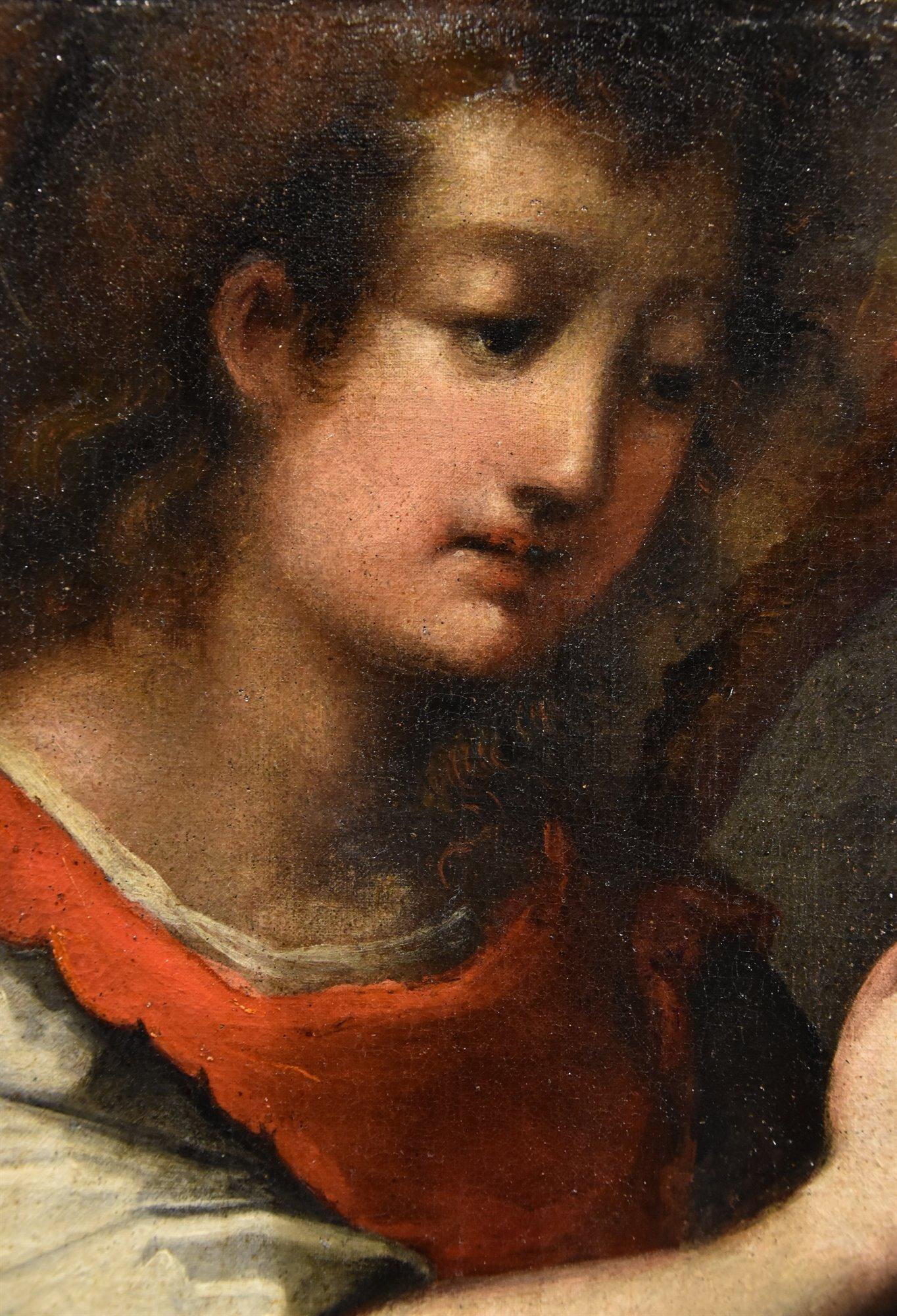 Ange de l'Annonciation Peinture 17ème siècle Huile sur toile Ancien maître Ecole de Toscane en vente 2
