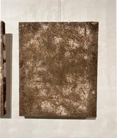 Art Povera painting, Land art, Cotton canvas and pine wood, Original, Brown.