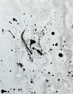 Encre noire sur papier blanc, peinture expressionniste abstraite contemporaine