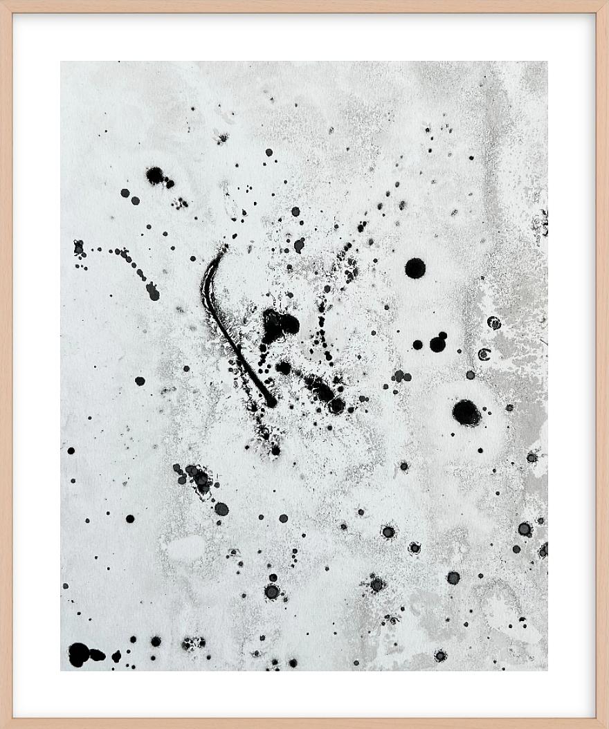 Encre noire sur papier blanc, peinture expressionniste abstraite contemporaine