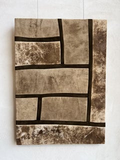 Cotton canvas and leather patchwork, Arte Povera, Brown Informalism