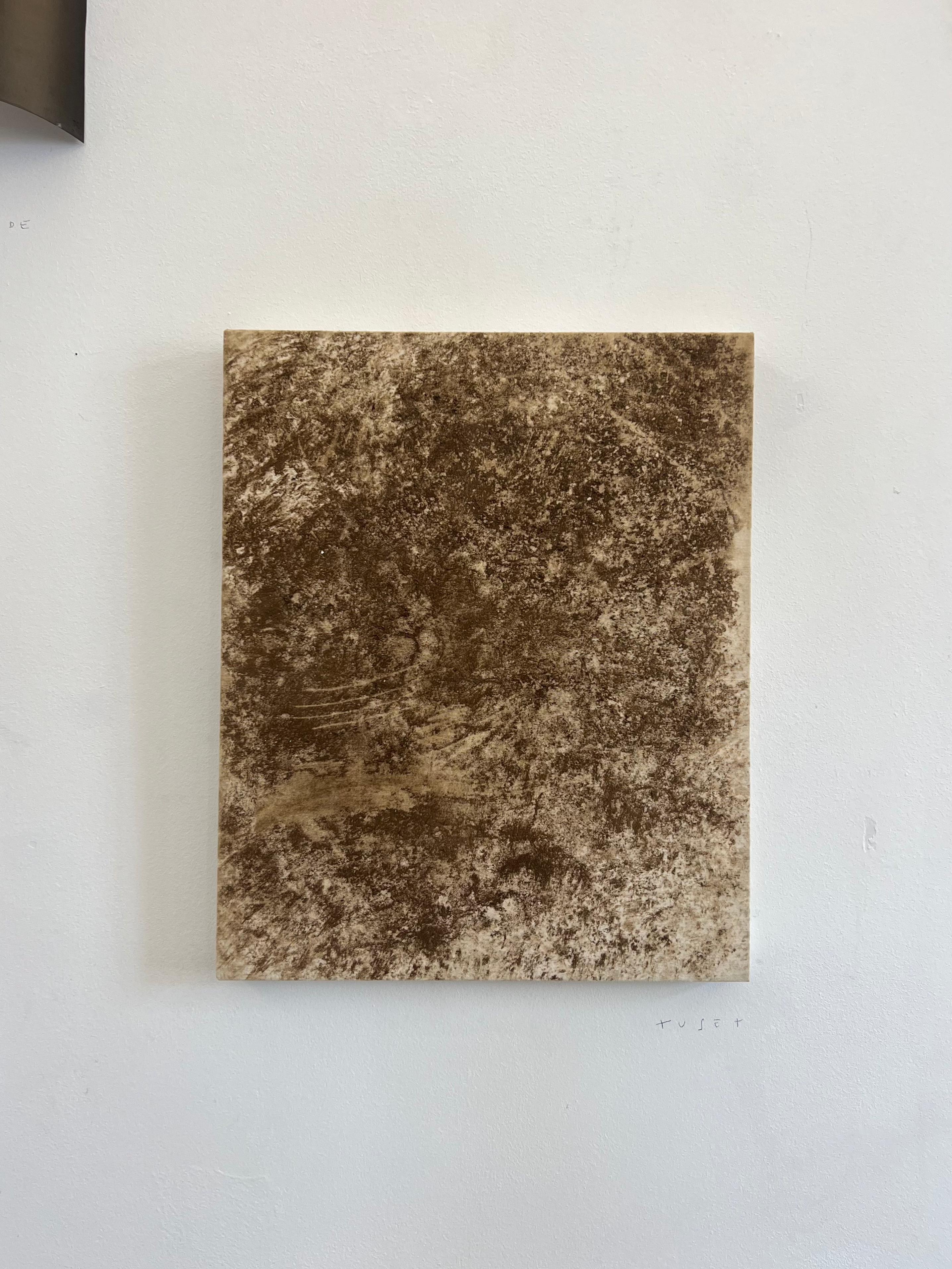 Pintura natural de barro sobre lienzo, marrón chocolate, territorio, paisaje - Painting de TUSET
