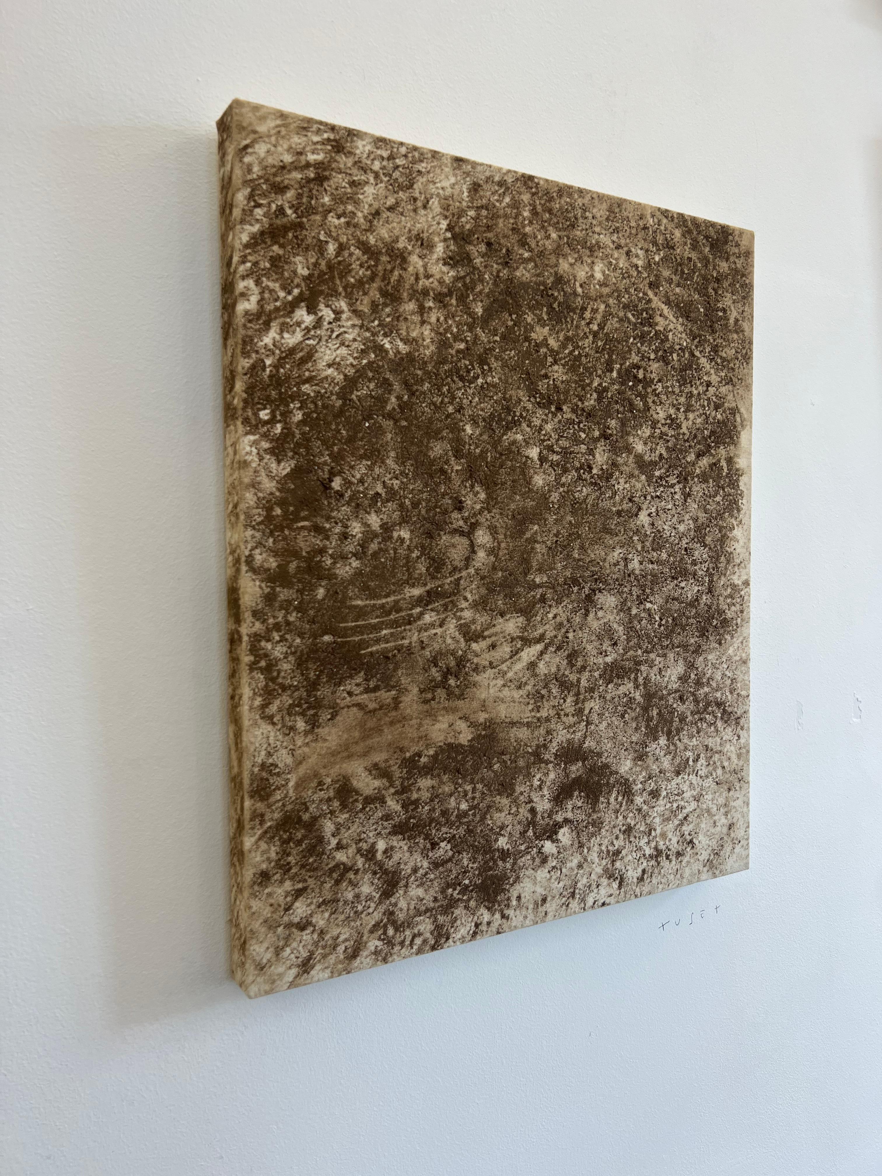 Pintura natural de barro sobre lienzo, marrón chocolate, territorio, paisaje - Painting Contemporáneo de TUSET