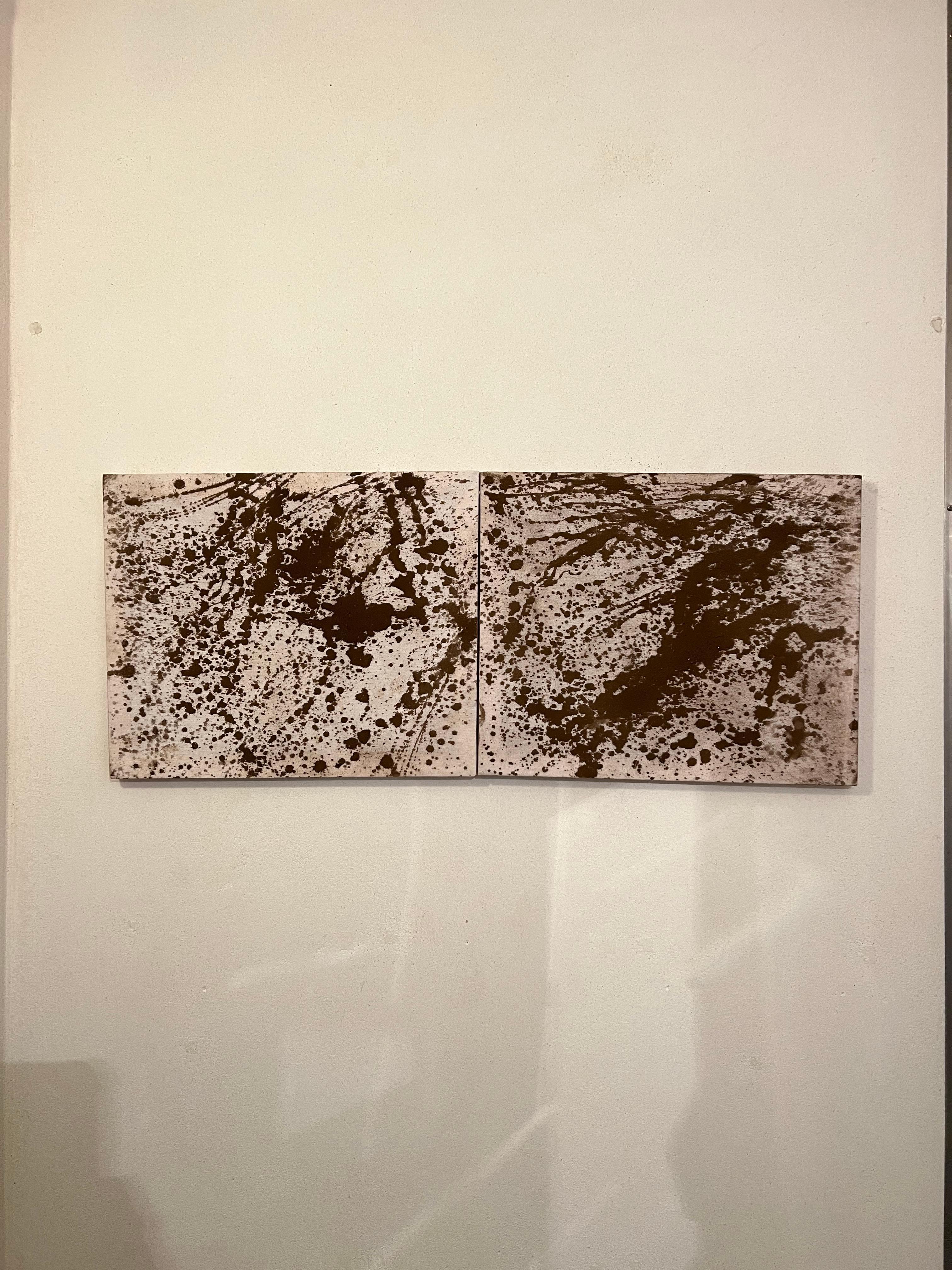 Neoexpressionist / Brown Pigment auf roher Leinwand, Kiefernholz, signiert, ein Unikat. (Neue Wilde), Art, von TUSET