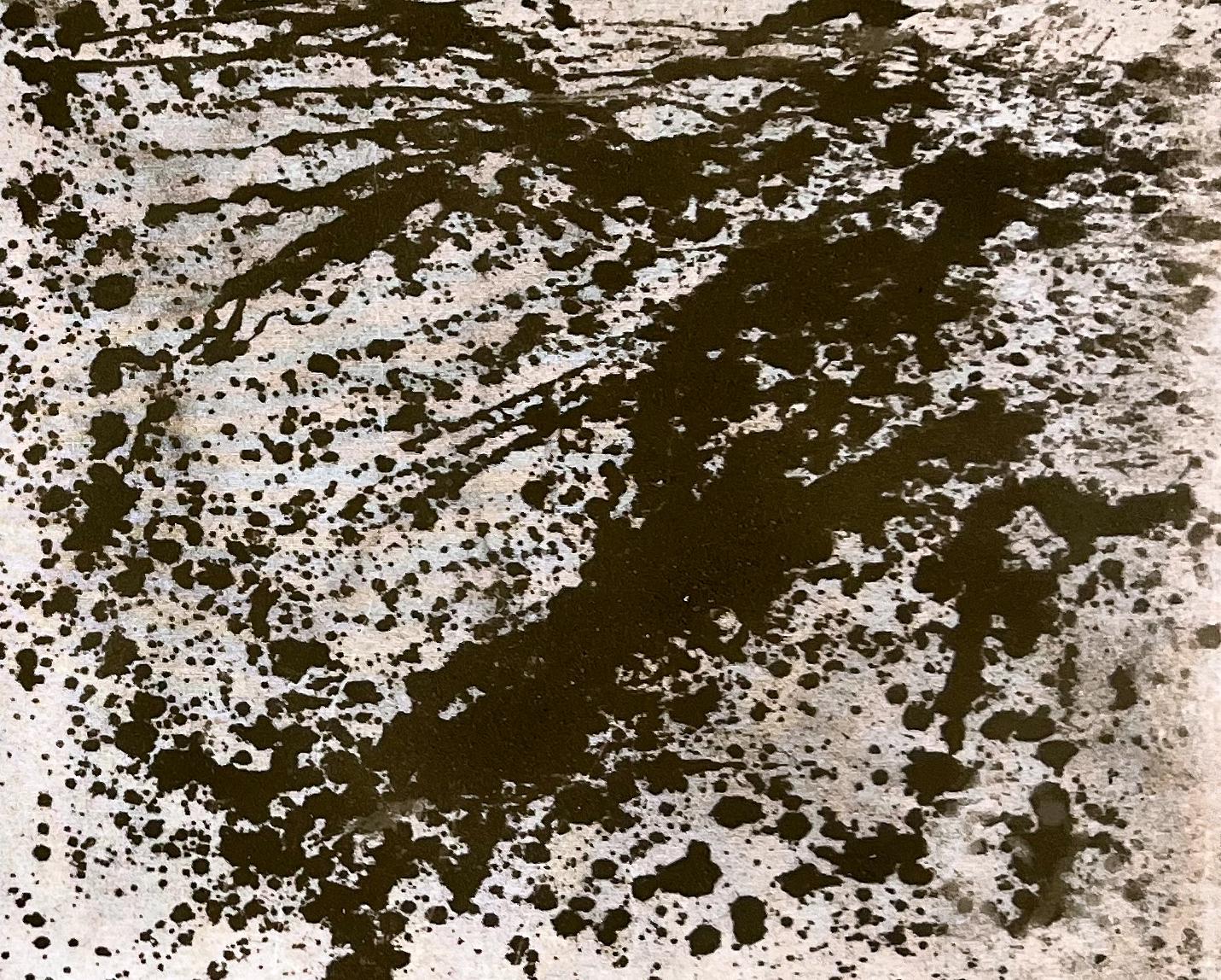 TUSET Abstract Drawing – Neoexpressionist / Brown Pigment auf roher Leinwand, Kiefernholz, signiert, ein Unikat.