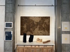 Pintura de paisaje orgánico, pigmento natural con formas abstractas, arte conceptual