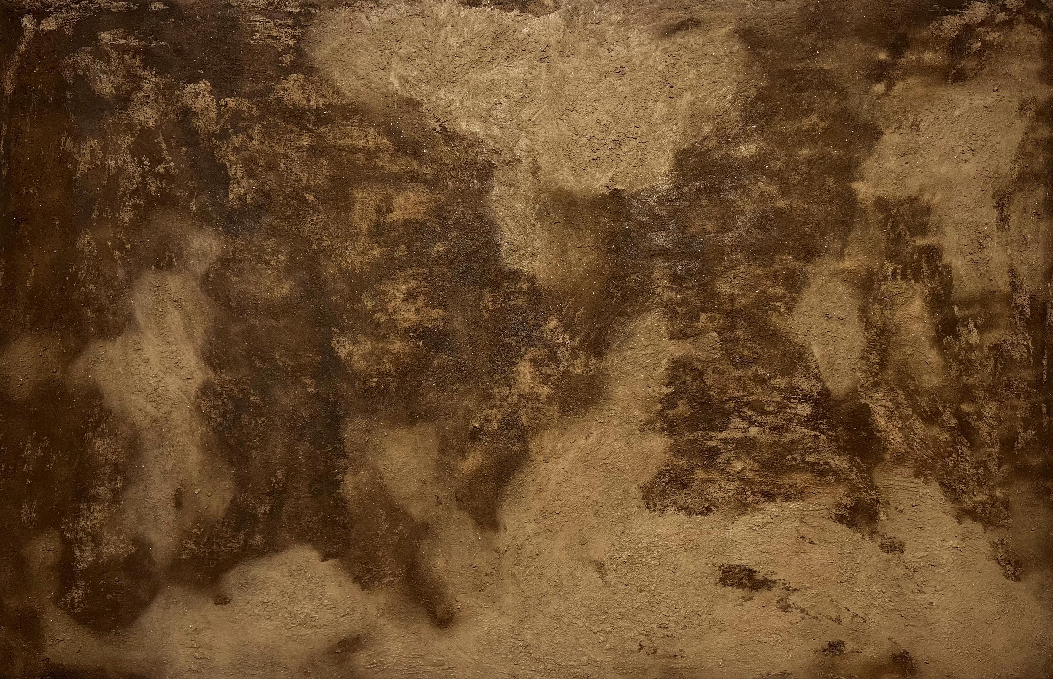 Pittura organica del paesaggio, pigmento naturale con forme astratte, arte concettuale
