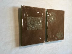 Pistachio green, stitched, aluminum frame, botany, tapestry (ORIGINAL DIPTYCH)