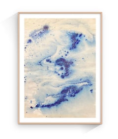 Conjunto de 2 cuadros contemporáneos, Cielo azul minimalista sobre papel