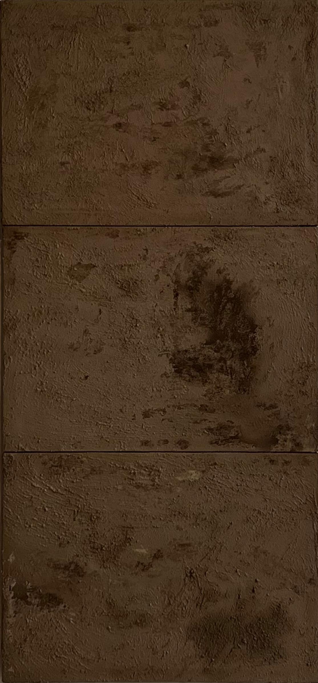 Triptych of cotton and soil, land art, chocolate brown, unique color and texture - Mixed Media Art by TUSET