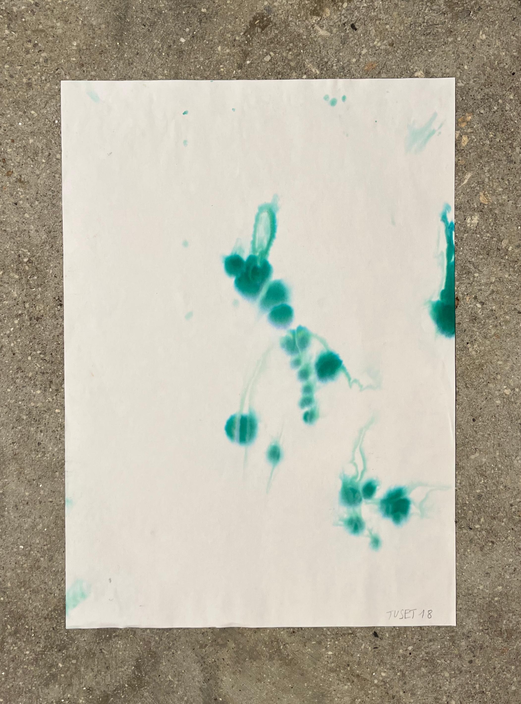 Wassertropfen, Meer, Grün, signiertes, neoexpressionistisches Gemälde (Neue Wilde), Art, von TUSET