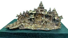 Benaras Ghat, Bronze Sculpture, Green, Brown, Patina by Indian Artist "In Stock"