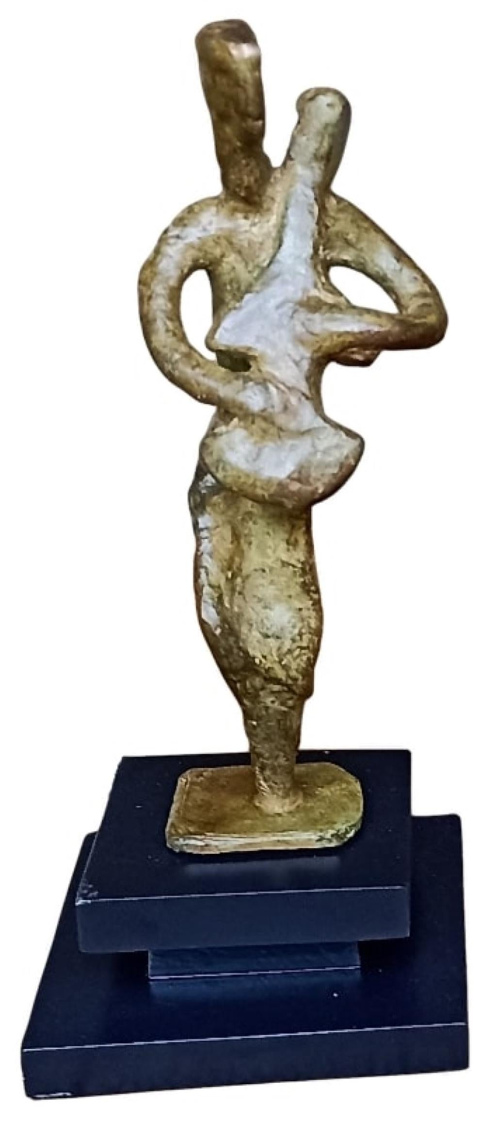 Tushar Kanti Das Roy Figurative Sculpture - Musician, Bronze Sculpture, Figurative Brownish by Contemporary Artist“In Stock”