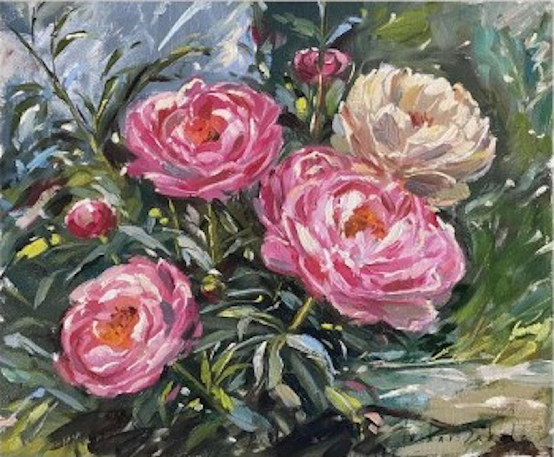 Pink and White Peonies by Tushar Sabale [2021]
Please note that insitu images are purely an indication of how a piece may look
Spring Pink and White peonies from Artists garden.
Tushar Sabale has paintings available with Wychwood Art. Tushar is an
